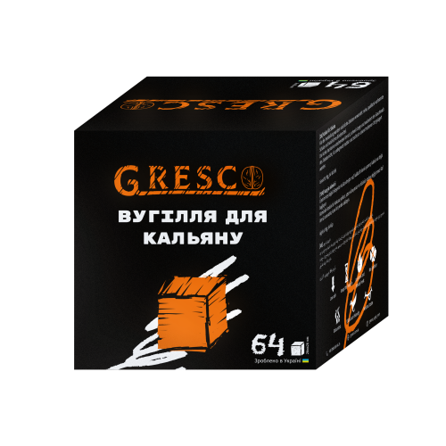 Уголь ореховый Gresco (Греско 64 шт) 26х26 1 кг