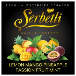Тютюн Serbetli Lemon Mango Pineapple Passion Fruit Mint (Лимон Манго Ананас Маракуйя М'ята) 100 гр