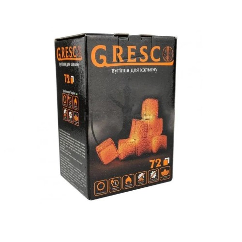 Уголь ореховый Gresco (Греско 72 шт) 25х25 1 кг